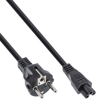 InLine® Power Cable Type F German to "Mikey Mouse" Notebook Plug black 10m