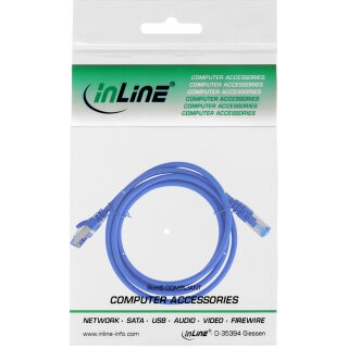 InLine® Patchkabel, S/FTP (PiMf), Cat.6A, 500MHz, halogenfrei, Kupfer, blau, 1m