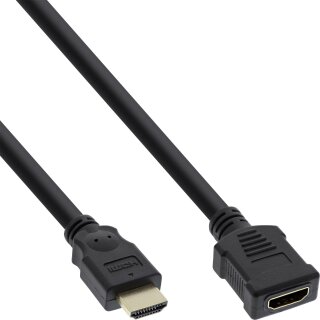 InLine HDMI Verlngerung, HDMI-High Speed, Stecker / Buchse, schwarz, vergoldete Kontakte, 3m