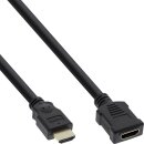 InLine® HDMI Cable High Speed Cable male to female gold plated black 3m