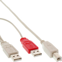 InLine® USB 2.0 Y-Cable 2x USB A male to 1x USB B male 1m