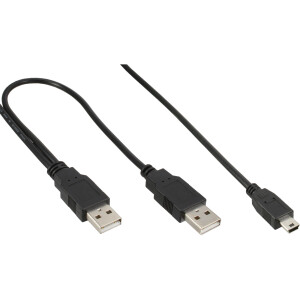 InLine® USB Mini-Y Cable 2x male Type A to Mini-B male 5 Pin 1.0m