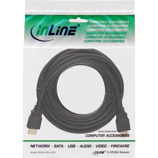 InLine® HDMI Kabel, HDMI-High Speed, Stecker / Stecker, verg. Kontakte, schwarz, 7,5m