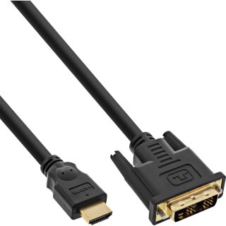 InLine® HDMI-DVI Kabel, vergoldete Kontakte, HDMI Stecker auf DVI 18+1 Stecker, 1,5m