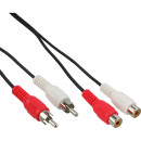 InLine® Audio Cable 2x RCA male to female 20m