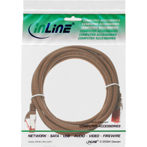 InLine® Patchkabel, S/FTP (PiMf), Cat.6, 250MHz, PVC, Kupfer, braun, 1m