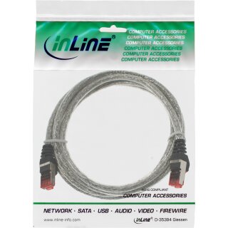 InLine® Patchkabel, S/FTP (PiMf), Cat.6, 250MHz, PVC, Kupfer, transparent, 1m