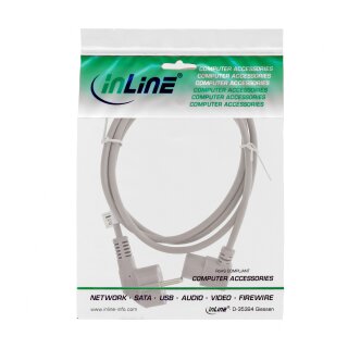 InLine® Netzkabel, Schutzkontakt gewinkelt auf Kaltgerätestecker C13 gewinkelt, 1,8m, grau