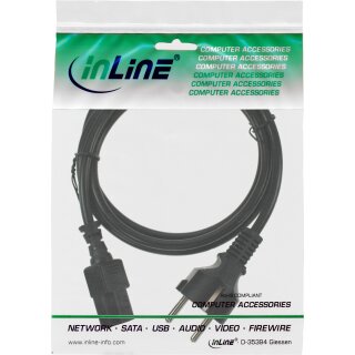 InLine Netzkabel, Schutzkontakt gerade auf Kaltgertestecker C13, 1,5m, schwarz