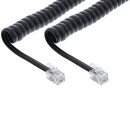 InLine® Coiled Cord RJ10 direct assigned direct male to male black up to 2m