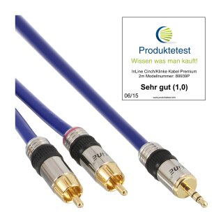 InLine® Audio Cable Premium 2x RCA male to 3.5mm male gold plated 15m