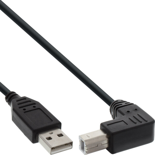 InLine® USB 2.0 Cable angled Type A male to B male black 0.5m