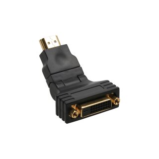 InLine® HDMI-DVI Adapter, 19pol St auf 24+1 Bu, mit 180° Winkel, vergoldete Kontakte
