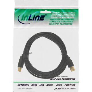 InLine USB 2.0 Cable Type A male to B male black gold plated 1m