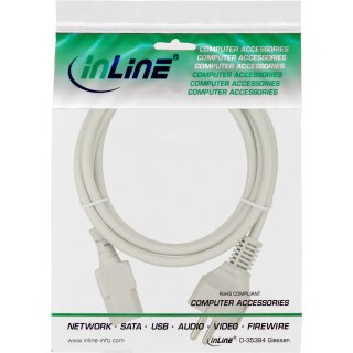 InLine Netzkabel, Schutzkontakt gerade auf Kaltgertestecker C13, 1,5m, grau