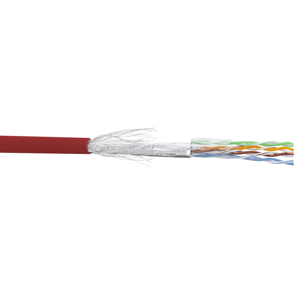 InLine® Patch Cable SF/UTP Cat.5e AWG26 CCA PVC red 100m