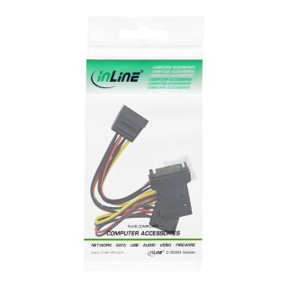 InLine SATA Power Adapter Cable male to female to 2x SATA + 4 Pin Molex power