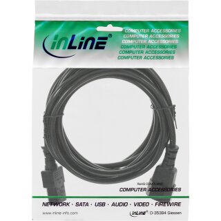 InLine Power Cable C13 to C14 3 Pin IEC male to female black 10m