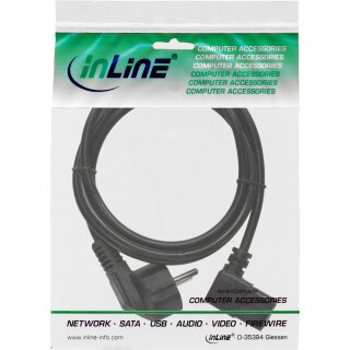InLine® Netzkabel, Schutzkontakt gewinkelt auf Kaltgerätestecker C13 rechts abgewinkelt, 1m, schwarz