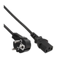 InLine® Power Cable Type F German angled to C13 IEC female black 10m