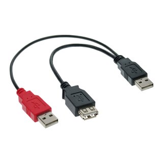InLine USB 2.0 Y-Cable 2x Type A male to Type A female 0.2m