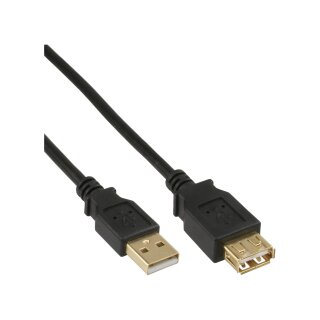 InLine® USB 2.0 Extension Cable Type A male to A female gold plated black 0.5m