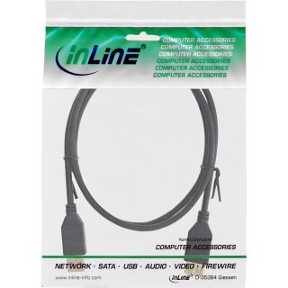 InLine® USB 2.0 Verlängerung, USB-A Stecker / Buchse, schwarz, Kontakte gold, 5m