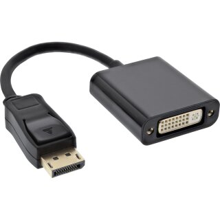 InLine® DisplayPort Adapterkabel, DisplayPort Stecker auf DVI-D 24+1 Buchse schwarz, 0,15m