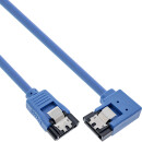 InLine® SATA 6Gb/s Round Cable blue right angled 90° with latches 0.3m