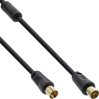InLine Antenna Cable 2x shielded >85dB black 1m