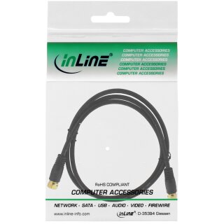 InLine® SAT-Anschlusskabel, 2x geschirmt, 2x F-Stecker, >85dB, schwarz, 1m