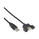 InLine® USB 2.0 Anschlusskabel, Stecker A auf Einbaubuchse A, 0,6m