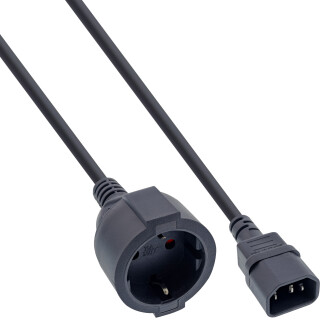 InLine® Power Cable C14 plug to German Type F socket black 1m