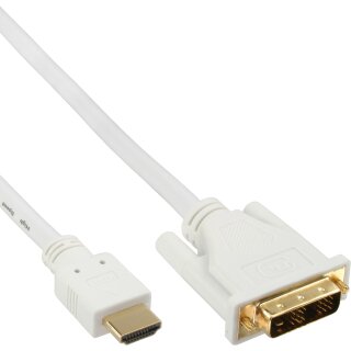 InLine® HDMI to DVI Cable male to 18+1 male white gold 2m