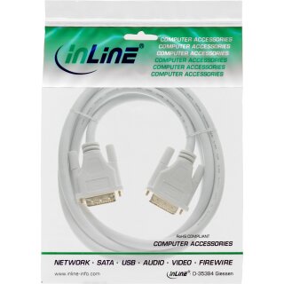 InLine DVI-D Kabel, digital 24+1 Stecker / Stecker, Dual Link, wei / gold, 5m