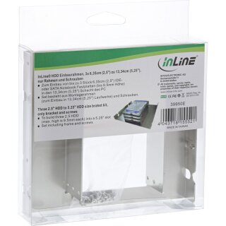 InLine® HDD Einbaurahmen, 3x 6,35cm (2,5) zu 13,34cm (5,25), nur Rahmen und Schrauben