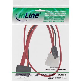 InLine® Slimline SATA Kabel, Slimline SATA Stecker 13pol. (7+6) zu SATA + Strom, 0,4m