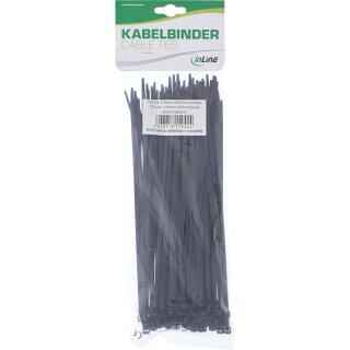 InLine® Kabelbinder, Länge 250mm, Breite 4,8mm, schwarz, 100 Stück