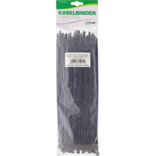 InLine® Kabelbinder, Länge 300mm, Breite 4,8mm, schwarz, 100 Stück