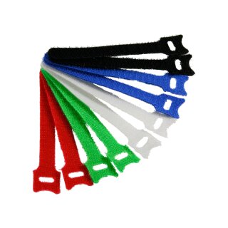 InLine® Kabelbinder 12x125mm, Klett-Verschluss, 10er, 5 versch. Farben