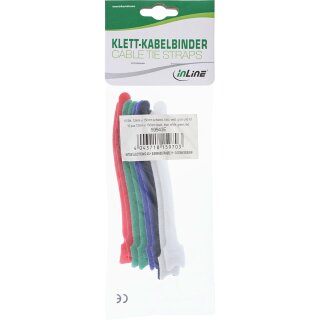 InLine® Kabelbinder 12x150mm, Klett-Verschluss, 10er, 5 versch. Farben