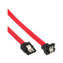 InLine® SATA Cable for 150 / 300 / 600 S-ATA links with latches 90° 0.15m