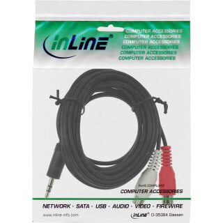 InLine® Cinch/Klinke Kabel, 2x Cinch Buchse an 3,5mm Klinke Stecker, 1m