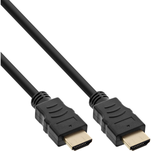 InLine® HDMI High Speed Cable with Ethernet male to male gold plated black 0.5m