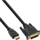 InLine® HDMI-DVI Kabel, vergoldete Kontakte, HDMI Stecker auf DVI 18+1 Stecker, 0,5m