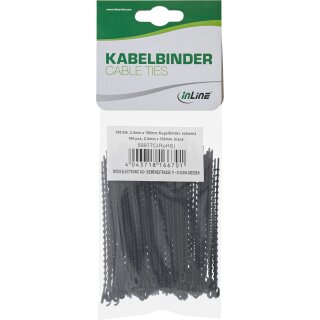 InLine® Kabelbinder Kugelbinder schwarz, Länge 100mm, 100 Stück