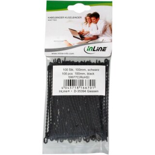 InLine® Kabelbinder Kugelbinder schwarz, Länge 150mm, 100 Stück