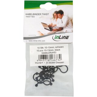 InLine® Kabelbinder Twist 10-13mm, schwarz, 10 Stück