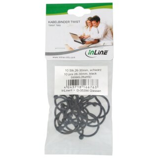 InLine® Kabelbinder Twist 26-30mm, schwarz, 10 Stück