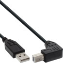 InLine® USB 2.0 Cable down angled Type A male to B male black 1m